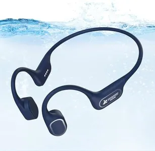 Soft Overmold Bone Conduction Swimming Headphones Underwater,IPX8 Waterproof Earbuds,Open Ear Swim Headphone with Skin-Friendly Liquid Silicone/Built-in 32G MP3-Player Earphones for Swimming-Dark Blue