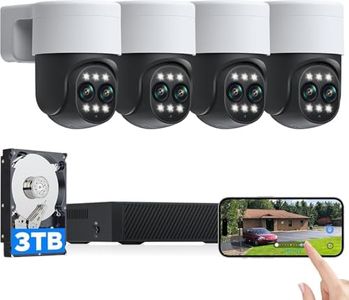 Camcamp Security Camera Outdoor System - 4K 8MP Wireless Home CCTV PoE IP Surveillance Cameras Dual-Lens with 8CH NVR 3TB Drive Hard PTZ 10X Hybrid Zoom Auto Tracking Color Night Vision 2-Way Audio