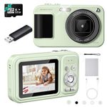 JVSCAM Digital Camera, Autofocus 48MP Point and Shoot Digital Cameras, FHD 1080P Kids Camera with 32GB Card, 16X Zoom Anti-Shake Vlogging Camera, Compact Small Camera for Boys Girls Kids