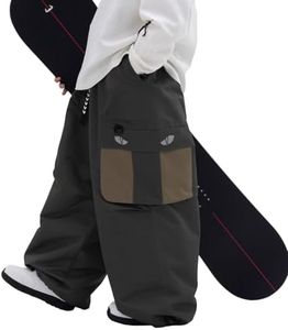 SNOWVERB Womens Mens Super Baggy Waterproof Insulated Mountain Snow Pants Loose Fit Ski Snowboard Streetwear Pants Olive Green