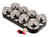 Hillington 8 Piece Chrome Plated Steel Boules Set in Nylon Zip Carry Case Traditional French Engraved Pétanque Bowls Fun Rust Proof Garden Game Set For All Ages and Skills