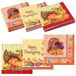 ASTARON 60 Pack Thanksgiving Napkins 13"× 13" Disposable Paper Cocktail Napkins for Thanksgiving Party Supplies, 3 Designs Thanksgiving Themed Paper Napkins