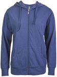 Women's Zip Up Cotton Light Hoodie Jacket, Denim, Large