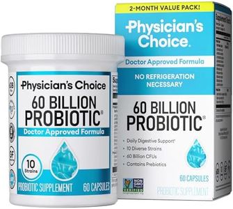 Physician's CHOICE Probiotics 60 Billion CFU - 10 Strains + Organic Prebiotics - Immune, Digestive & Gut Health - Supports Occasional Constipation, Diarrhea, Gas & Bloating - for Women & Men - 60ct