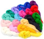 Glaciart One Spinning Fiber Merino Wool - Super Soft 20 Colors (10gram per Color) Unspun Roving Wool for Felting and Felting Yarn Craft Supplies