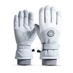 Ski Gloves, Winter Ladies Touch Screen Non-Slip Gloves, Waterproof Warm Gloves, Suitable for Cycling, Hiking, Etc.(White)