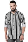 Majestic Man Standard Slim Fit Striped Pure Cotton Casual Shirt (White, Medium, Men)