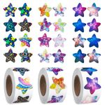 1500 Pcs Shiny Star Stickers, Self Adhesive Shiny Reward Stickers, 2.5 cm Motivational Holographic Star Stickers for Children Students Teachers Classroom