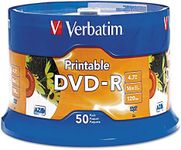 Verbatim 4.7GB up to 16x White Inkjet Printable Recordable Disc DVD-R, 50-Disc Spindle 95137