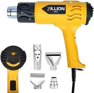 BILLION GOLD 1800W Heat Gun for Crafting - 100℉ to 1200℉ Variable Temperature, 4 Nozzles & Overload Protection - Hot Air Gun for Shrink Tubing, Epoxy Resin, Paint Removing, DIY Projects