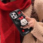 COVERLY for iPhone 15 Minnie 3D Cartoon Phone Case,Full Protective Telescopic Grip Holder Minnie Back Case Beautiful Doll Cute Soft Silicone Stylish Fashion Aesthetic Cover for Apple iPhone 15