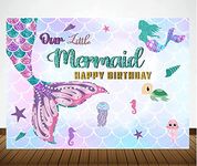 Theme My Party Little Mermaid Girl Mermaid Birthday Party Cake Backdrop for Photography Banner Kids Event Cake Table Decor Home Decoration Photo Booth Background Photography (6ft X 4ft)