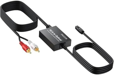 PROZOR Analog to Digital Audio Converter Cable Analogue Signals Into Toslink SPDIF Optical Digital Signals for Computers Laptops Projector to Soundbar (RCA to Optical)