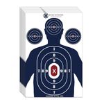 KNINE OUTDOORS Shooting Targets Paper, 12 x18 inch, Bulk for Hunting, Handguns, Pistols, Rifles, Silhouette with Red Bullseye, Blue Design (25 Pack)