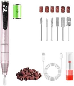 Makartt Cordless Nail Drill - 14PCS Electric Nail File Professional 35000 Portable Electric Nail Drill Machine Kit Nail File for Acrylic Gel Nails with Nail Drill bits Bits Sanding Bands Pink