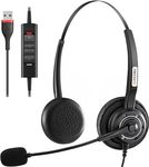 Arama USB Headset with Microphone for Laptop PC, Wired Headset with Noise Cancelling Mic，Computer Headphones for Skype Zoom Webinar Classroom Home Office Business, Comfort Fit,Clear Chat