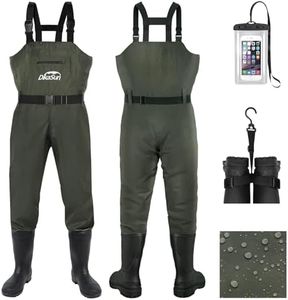 DikaSun Waterproof Fishing Waders for Men Women| 2-Ply Nylon/PVC Chest Wader with Boots for Fly Fishing| Lightweight Bootfoot Waders (Green, M11)