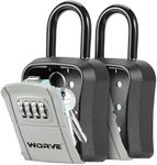 Worve Key Lock Box,Lock Box for House Key, 4-Digit Combination Security Lockbox, Portable Wall Mounted Storage Lock box for Home, Office, Apartment Spare Key Storage (2 Pack, Black)