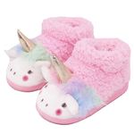 Sugmzox Girls Slippers 3 years Cute Cartoon Winter Warm Comfortable Soft Bedroom Furry Fleece Little Girl Slippers Pink size 8-9