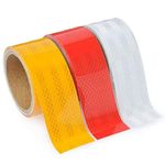 D-fix® Meter Reflective Warning Tape - 3 Meters in Length 48mm / 02" Width - 3 Roll Per Pack - Waterproof Sticker, High Visibility Safety Honeycomb Conspicuity Tapes (Red, Yellow, White)