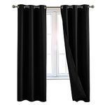 100% Blackout Window Curtains: Room Darkening Thermal Window Treatment with Light Blocking Black Liner for Bedroom, Nursery and Day Sleep - 2 Pack of Drapes, Midnight Black (72” Drop x 42” Wide Each)