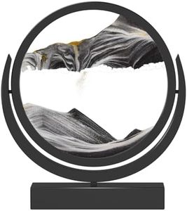 E-SHIDAI Moving Sand Art Picture in Motion Round Glass 3D Deep Sea Landscape, Dynamic Sand Art Sandscapes, Sensory (12in, Black)