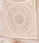 SheetKart Mandala Tapestry Wall Hanging, Medallion Indian Cotton Printed Floral Art, Wall Décor Tapestries - Small, Beige