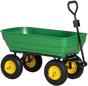Outsunny 125 Litre Large Garden Cart, Tipping Wheelbarrows Heavy Duty Garden Dump Trolley 200kg Capacity for Festivals, Tools, Plants, Logs - Green
