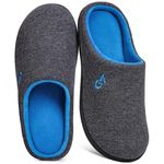 VeraCosy Men's Two-Tone Memory Foam Slippers, Dark Gray/Blue, 8/9 UK