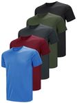 Teesmen Man Sports T Shirt 5pack Gym Short Sleeve Running Plain Mulit Crew Neck Workout T-Shirt (Multicolor set3 2XL)