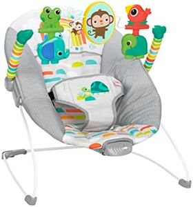 Bright Starts Playful Paradise Comfy Baby Bouncer Seat with Soothing Vibration and Toys, Unisex, 0-6 Months