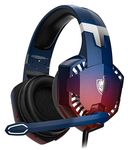 PHOINIKAS Gaming Headset for PC, PS4, PS5, Xbox, 7.1 Stereo Gaming Headphone for Switch, Over Ear Headphones with Noise Cancelling Mic (Dazzle Blue)