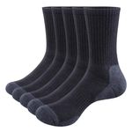 YUEDGE Mens Athletic Workout Sports Socks Moisture Wicking Cushioned Mid Calf Crew Socks Black Work Socks For Men Size 10-13,5 Pairs/Pack