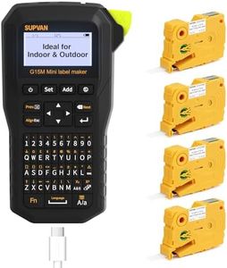 SUPVAN G15M Mini Portable Label Maker Machine with 4 Tapes, Rechargeable 1200mAh Battery Thermal Transfer Printer, Compatible with Multi-Type Label, Home, Garage, Office & Outdoor
