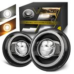 SPL Dragon 7'' Inch LED Chips 8000LM Extreme Bright Round Headlights Hi/Lo Sealed Beam H6024 with Halo DRL@Turn Siganl Compatible with Jeep Wrangler 97-2017 JK TJ LJ/H1 H2