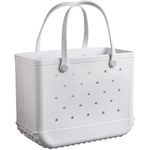 EVA Waterproof Beach Tote, Rubber Travel Bags Sandproof Large Size Handbag (white, X-Large)