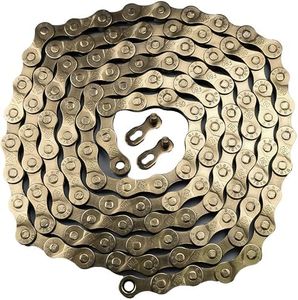 VERKSTAD 8 Speed Bike Chain, 1/2" x 3/32" 116 Links for Road Mountain Bike Racing Cycling, Gold