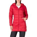 Amazon Essentials Women's Lightweight Long-Sleeve Full-Zip Water-Resistant Packable Hooded Puffer Coat, red, X-Large