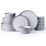 AmorArc Stoneware Dinnerware Sets of 6, Modern Plates and Bowls Sets,Chip and Crack Resistant | Dishwasher & Microwave Safe Ceramic Dishes Set,Service for 6 (18pc)-Speckled Matte Grey, ADW041GY-18