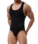 Mauro Kane Men's Wrestling Singlets Sexy Leotard Bodysuit, Black-Large