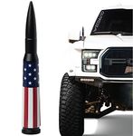 EcoAuto Bullet Antenna Replacement for Dodge RAM & Ford F150 F250 F350 Super Duty Ford Raptor Bronco Trucks - Anti-Theft Design - Short Replacement Antenna 1990 - Current (American Flag)