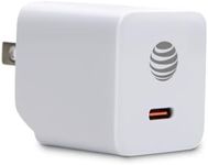 AT&T Single Port USB-C Fast Charging Wall Block for Apple iPhone, Google Pixel, and Samsung Galaxy (White, 30W)