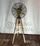 Young Artisan® Antique Tripod Electric Pedestal Black & Golden Fan