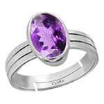 Clara Amethyst 7.5cts or 8.25ratti 92.5 Sterling Silver Adjustable Ring for Men