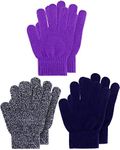 3 Pairs Kids Winter Magic Gloves Children Stretchy Warm Gloves Knit Mitten Gloves for Boys Girls Riding Cycling Bike Outdoors Sports (Stylish, M)