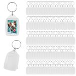 APACALI 100 PCS Photo Keyrings Blank, Double Sided Blank Photo Insert Keychains, Blank Keyrings for Photos, Acrylic Picture Keyrings Blank for Family Friends Crafts Gifts, 3.4 x 5.5cm