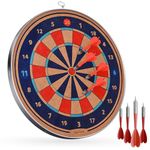 Lifelong 18 Inch Wooden Dart Board Set for Kids and Adults | Dual Sided Standard Dart Game | Includes 4 Steel Tip Darts | Easy to Hang Indoor Outdoor Fun Game | Classic Target Board
