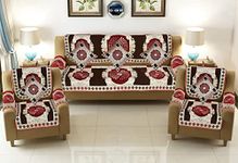 SAWNA Homes Chenille Sofa Cover with Cushion Cover - 3+1+1 Sofa Covers Back 5 Seater Slipcovers for Home - 3 Seater & 2 Seater Protector Panels for Sofa Couch, 16 Piece, Maroon Coffee