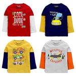 NammaBaby Boys' T-Shirt Cotton Double Sleeves T-Shirt Tees (Pack of 4) (2-3 Years, Multicolor)