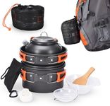 Outlery Camping Cookware Set - 6.7" Durable Camping Pots and Pans for Outdoor Backpacking, Hiking, and Picnic - Lightweight and Easy to Clean Cooking Equipment - Camp Essential for Open Fire Cooking